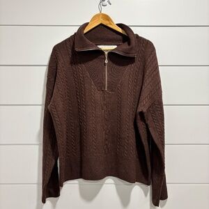 Max Studio 100% extra fine merino wool 1/4 zip knit sweater size XL